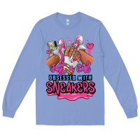 Colony Blue Just a girl obsessed with sneakers Long Sleeve Tee - RanaPortraitStore