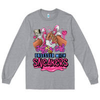 Heather Grey Just a girl obsessed with sneakers Long Sleeve Tee - RanaPortraitStore
