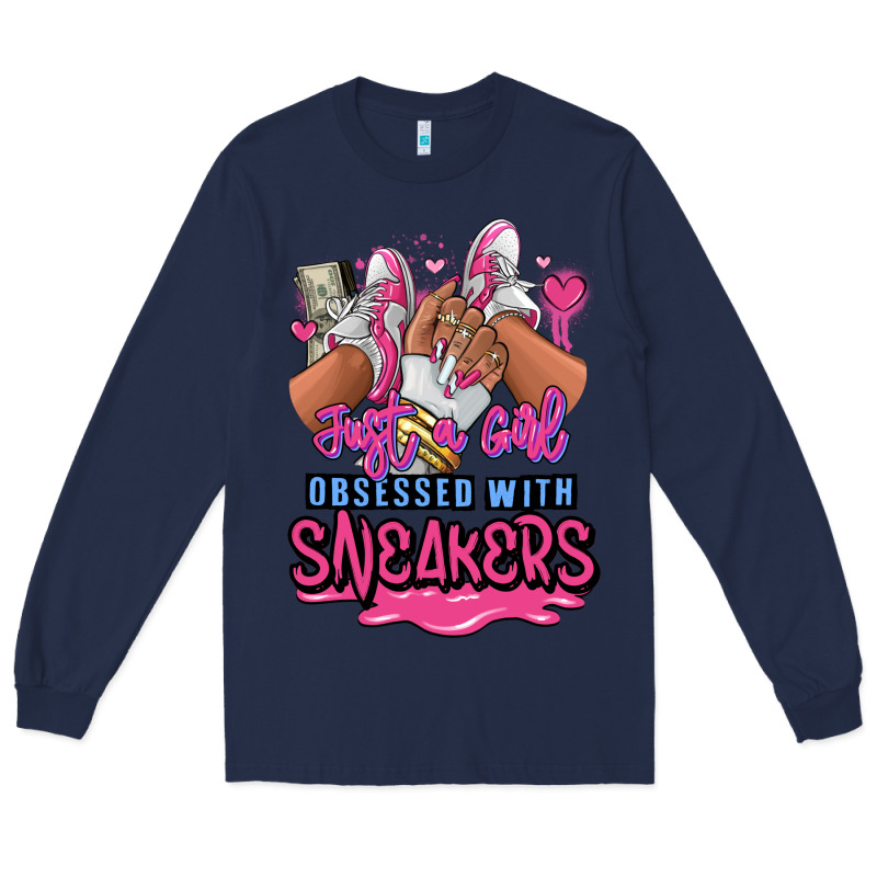 Just A Girl Obsessed With Sneakers Long Sleeve Tee by RanaPortraitStore | Teevron