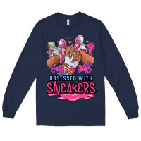 Navy Just a girl obsessed with sneakers Long Sleeve Tee - RanaPortraitStore