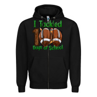 Black i tackled 100 days of school football Zipper Hoodie - texasbilliewilder