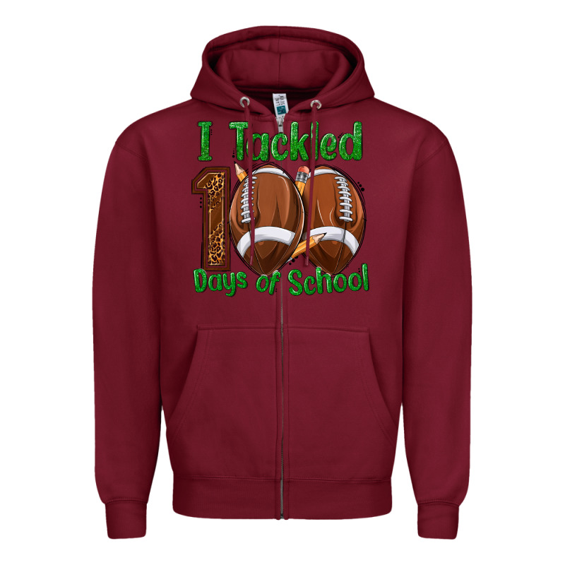 I Tackled 100 Days Of School Football Zipper Hoodie by texasbilliewilder | Teevron