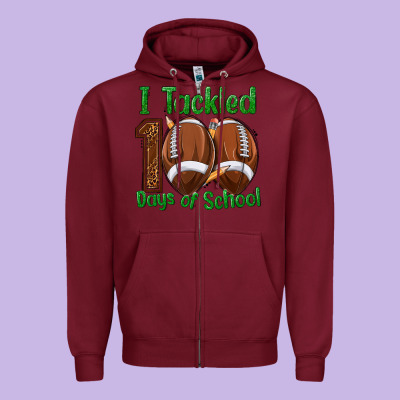 I Tackled 100 Days Of School Football Zipper Hoodie Designed By Texasbilliewilder