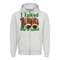 Dove Grey i tackled 100 days of school football Zipper Hoodie - texasbilliewilder