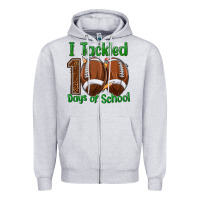 Heather Grey i tackled 100 days of school football Zipper Hoodie - texasbilliewilder