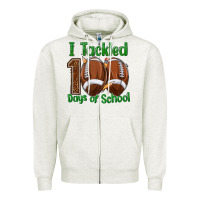 Oatmeal Heather i tackled 100 days of school football Zipper Hoodie - texasbilliewilder