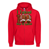 Red i tackled 100 days of school football Zipper Hoodie - texasbilliewilder