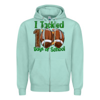 Seafoam i tackled 100 days of school football Zipper Hoodie - texasbilliewilder