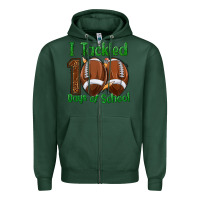 Sports Green i tackled 100 days of school football Zipper Hoodie - texasbilliewilder