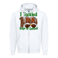 White i tackled 100 days of school football Zipper Hoodie - texasbilliewilder