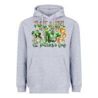 Heather Grey Just a Girl who Loves Saint Patrick's Day Heavyweight Hoodie - RacoonDesign