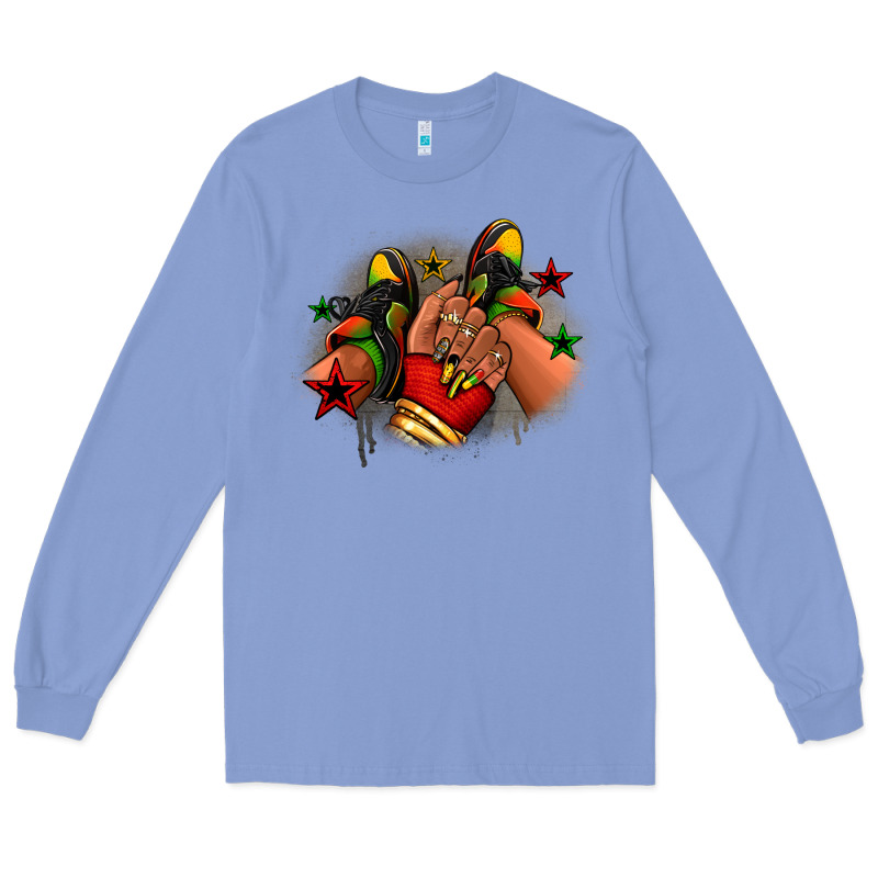Juneteenth Black Girl Sneakers Long Sleeve Tee by RanaPortraitStore | Teevron