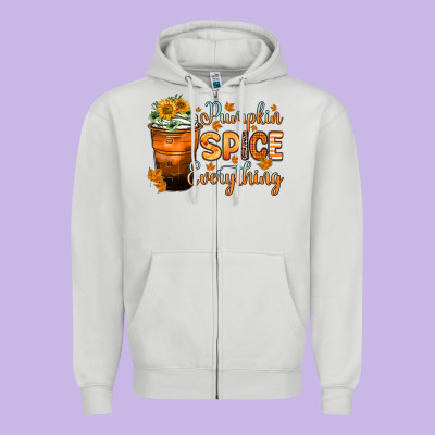 Pumpkin Spice Everything Zipper Hoodie Designed By Zillion Design Studio