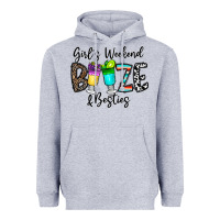 Heather Grey girl's weekend booze & besties Heavyweight Hoodie - CowhideDigitalArt