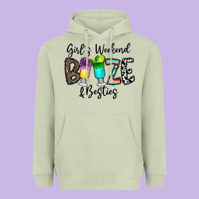Girl's Weekend Booze & Besties Heavyweight Hoodie Designed By Cowhidedigitalart