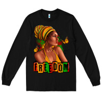 Black Juneteenth freedom afro woman Long Sleeve Tee - RanaPortraitStore