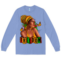Colony Blue Juneteenth freedom afro woman Long Sleeve Tee - RanaPortraitStore