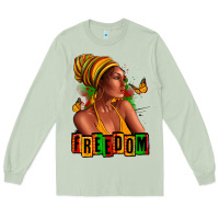 Matcha Juneteenth freedom afro woman Long Sleeve Tee - RanaPortraitStore