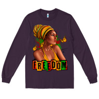 Plum Juneteenth freedom afro woman Long Sleeve Tee - RanaPortraitStore