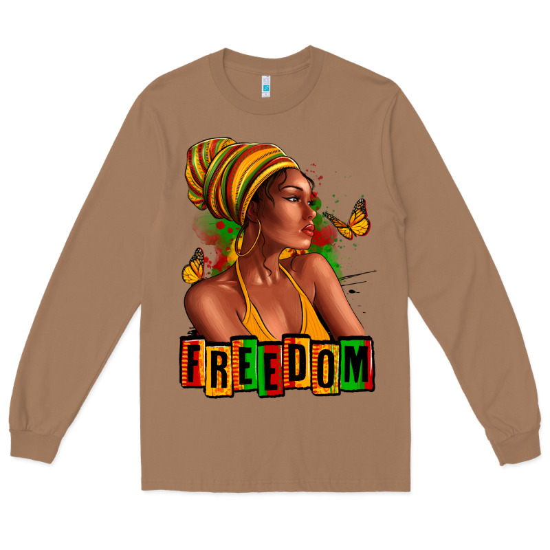 Juneteenth Freedom Afro Woman Long Sleeve Tee by RanaPortraitStore | Teevron