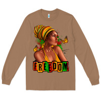 Toasted Coconut Juneteenth freedom afro woman Long Sleeve Tee - RanaPortraitStore