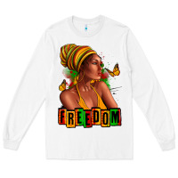 White Juneteenth freedom afro woman Long Sleeve Tee - RanaPortraitStore