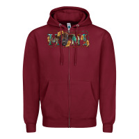 Burgundy western mini black highland calf Zipper Hoodie - RanaPortraitStore
