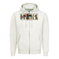 Oatmeal Heather western mini black highland calf Zipper Hoodie - RanaPortraitStore
