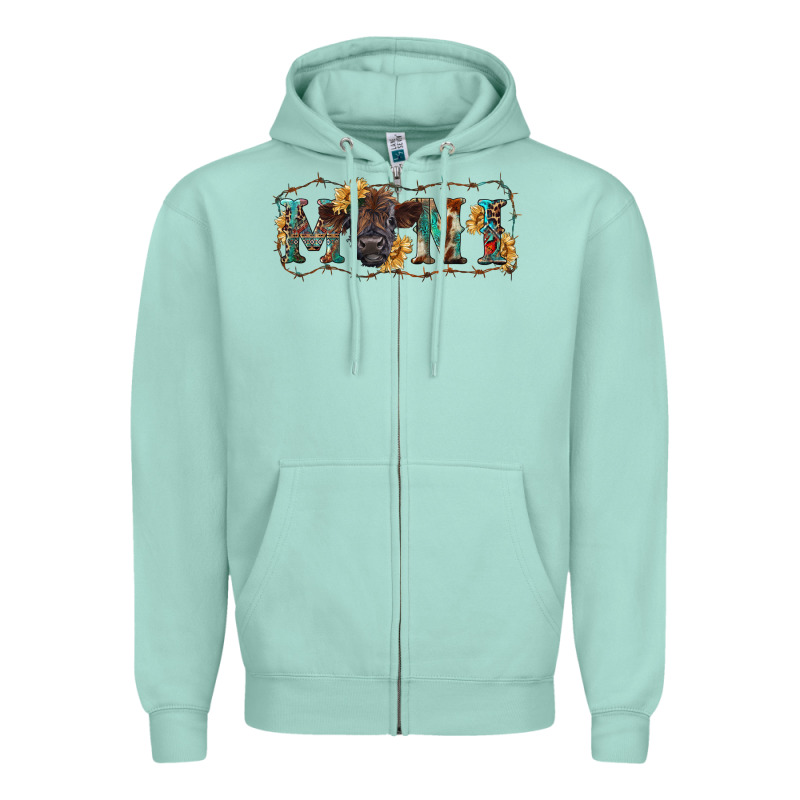 Western Mini Black Highland Calf Zipper Hoodie by RanaPortraitStore | Teevron