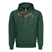 Sports Green western mini black highland calf Zipper Hoodie - RanaPortraitStore