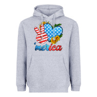 Heather Grey america with heart Heavyweight Hoodie - HRA Design Shop