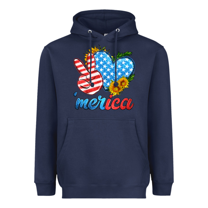 America With Heart Heavyweight Hoodie by HRA Design Shop | Teevron