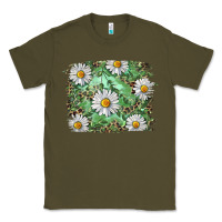 Army Green Daisy leopard Classic Tee - RanaPortraitStore