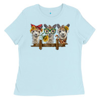Baby Blue 3 alpacas Ladies Tee - BarkalooDesign
