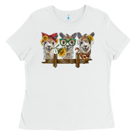 White 3 alpacas Ladies Tee - BarkalooDesign