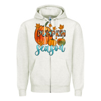 Oatmeal Heather pumpkin season Zipper Hoodie - Zillion Design Studio