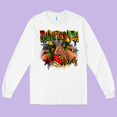Long Sleeve Tee Juneteenth vibes black girl sneakers