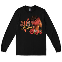Black Just blessed afro woman with roses Long Sleeve Tee - RanaPortraitStore