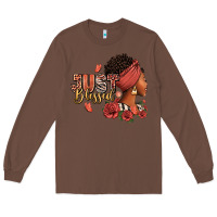 Chestnut Just blessed afro woman with roses Long Sleeve Tee - RanaPortraitStore