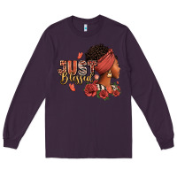 Plum Just blessed afro woman with roses Long Sleeve Tee - RanaPortraitStore