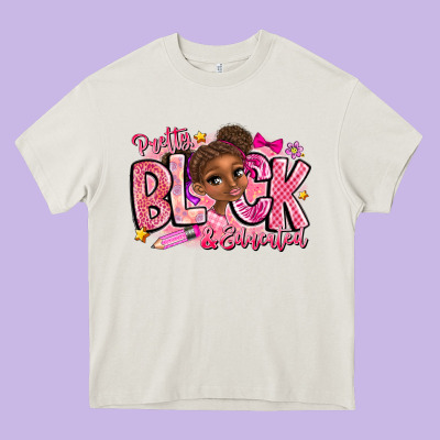 Pretty Black Educated Heavy Core Tee Designed By Cowhidedigitalart