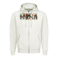 Oatmeal Heather western mama with highland cow Zipper Hoodie - RanaPortraitStore