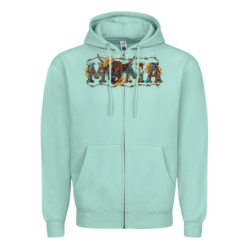 Western Mama With Highland Cow Zipper Hoodie by RanaPortraitStore | Teevron