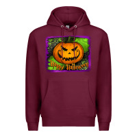 Burgundy Happy Halloween Pumpkin Premium Hoodie - Jasminsmagicworld