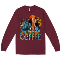 Burgundy Just a girl who loves coffee Long Sleeve Tee - RanaPortraitStore