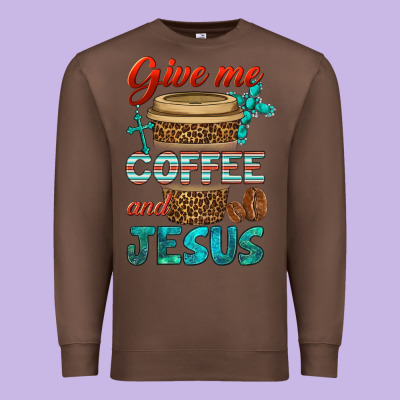 Give Me Coffee And Jesus Premium Sweatshirt Designed By Bundleandbundleshop
