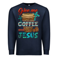 Navy give me coffee and jesus Premium Sweatshirt - BundleAndBundleShop