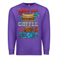 Purple give me coffee and jesus Premium Sweatshirt - BundleAndBundleShop
