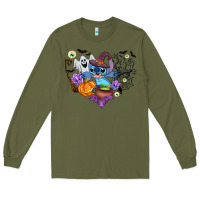 Army Green stitch heart halloween Long Sleeve Tee - AdoDesignShop