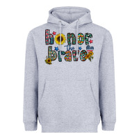 Heather Grey honor the brave Heavyweight Hoodie - CowhideDigitalArt